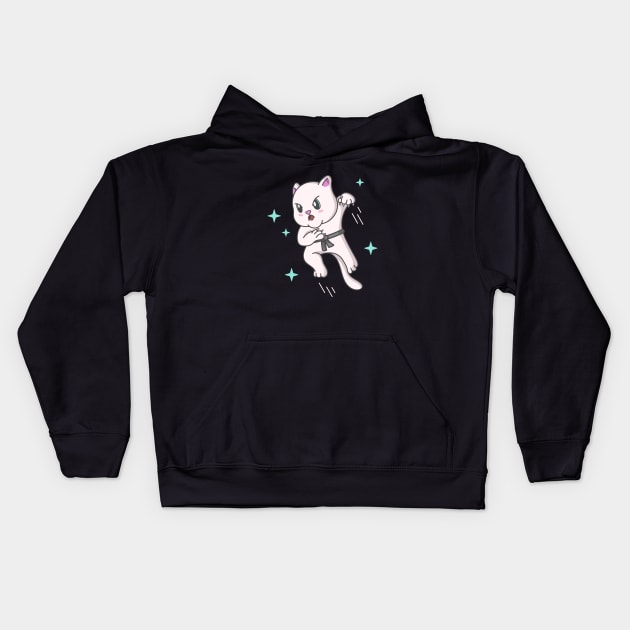 Kawaii Cat Ninja Kitten Fighter Karate Kids Hoodie by Foxxy Merch